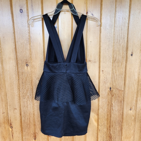 LUXXEL Black Peplum Mini Dress, Size S - Picture 2 of 9